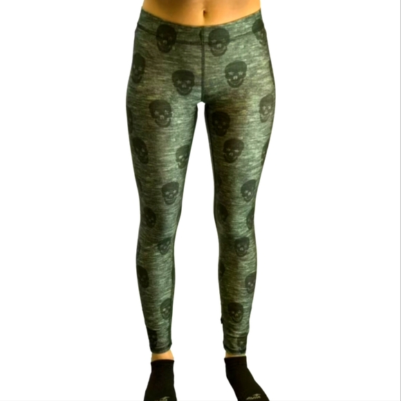 Terez Pants - NWT- Terez Skull Star Power Heathered Olive Green Leggings Size Large